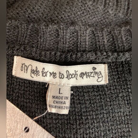NWT Made for Me To Look Amazing Black Cable Knit Sweater Dress Size L - Picture 8 of 10